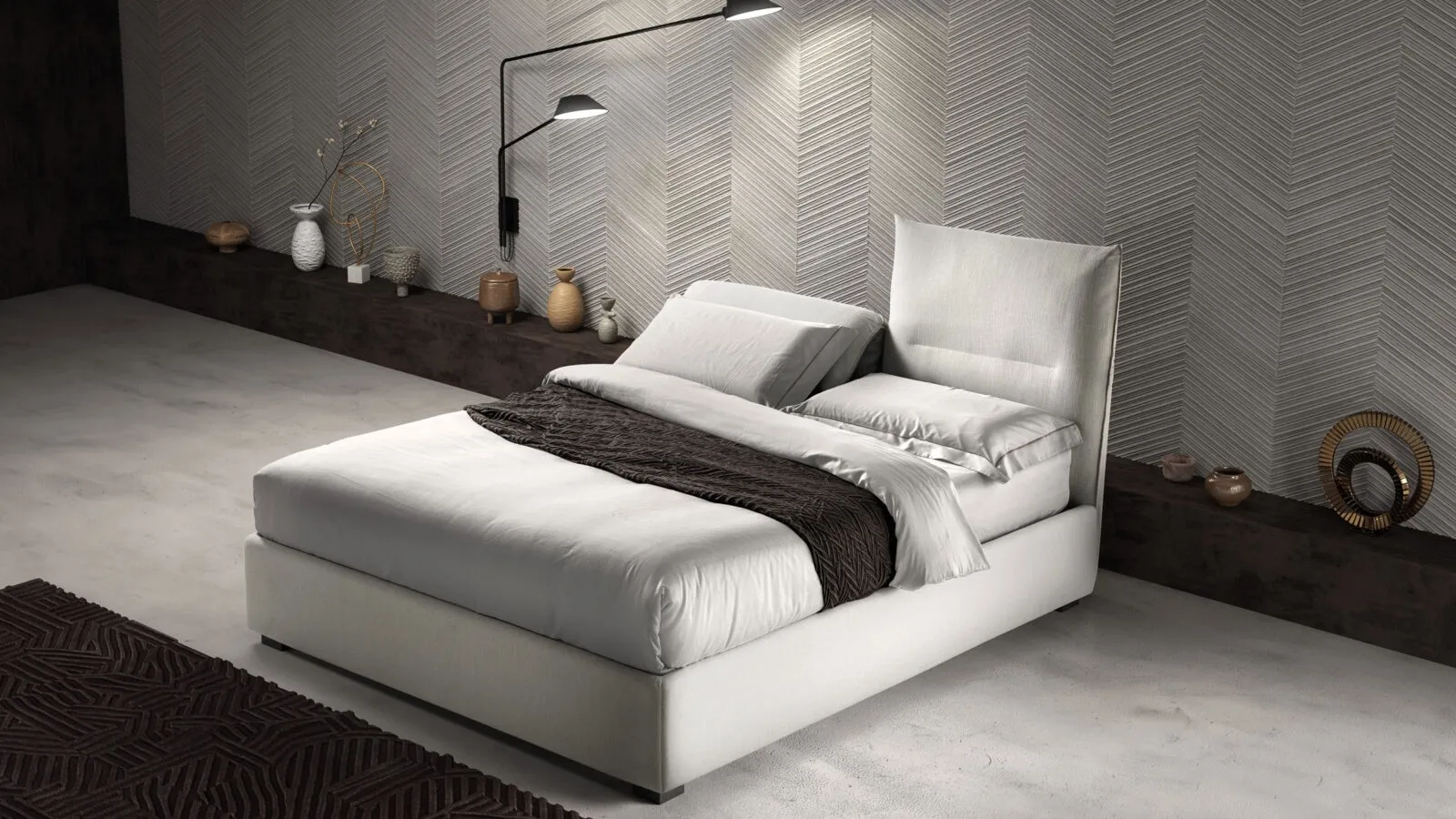 Letto matrimoniale con testiera relax regolabile Sharp di Bside