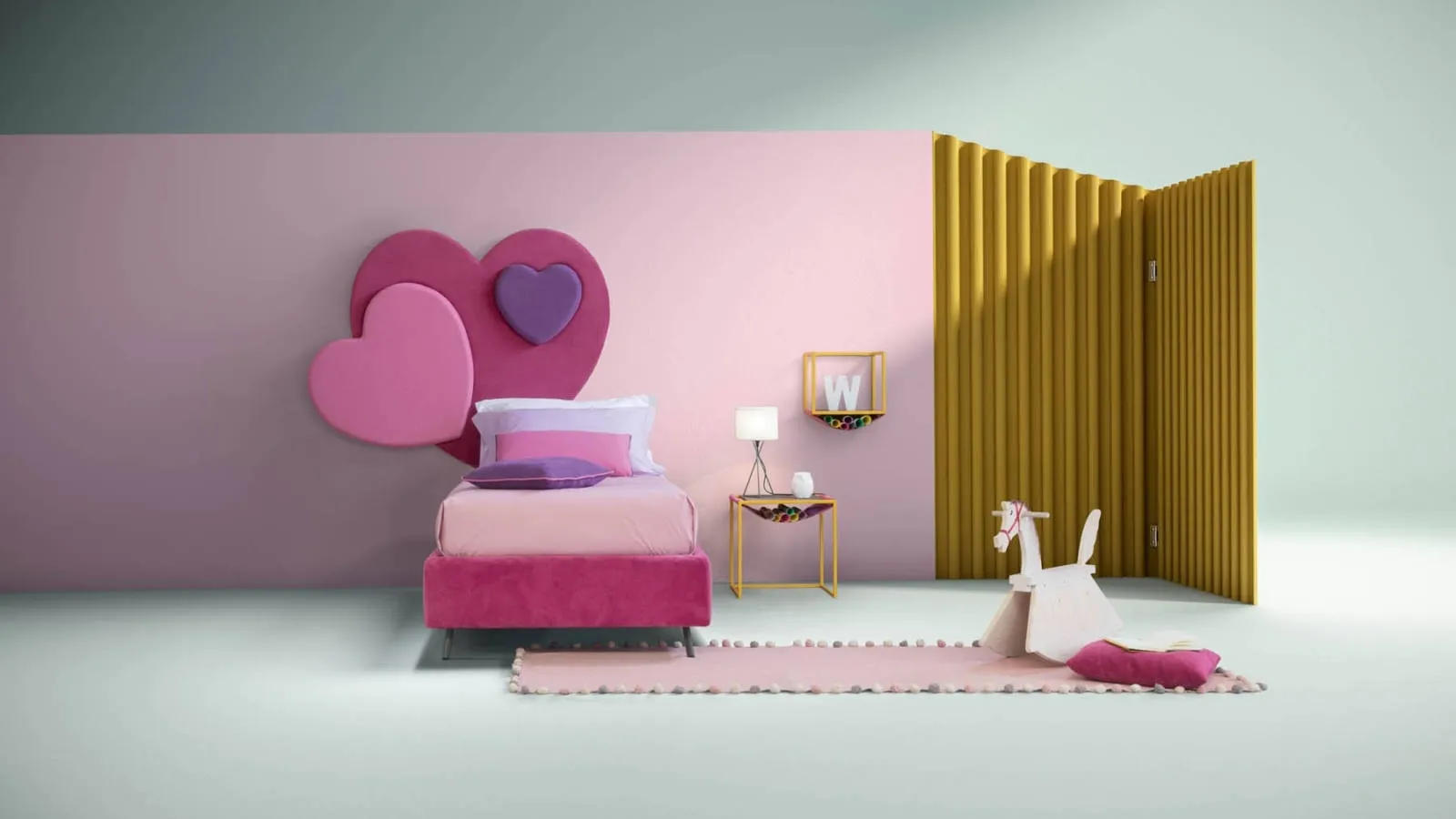 Letto moderno singolo con testiera a forma di cuore Sweet di Bside