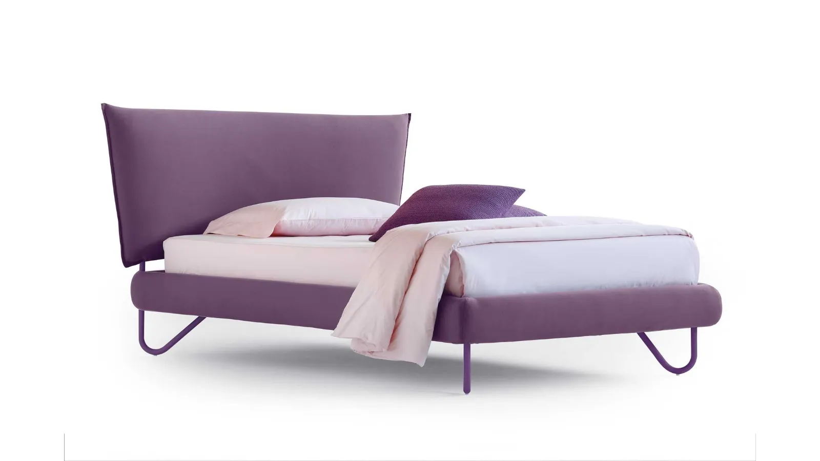 Letto singolo in tessuto imbottito con testiera Hug 04 Soft di Noctis