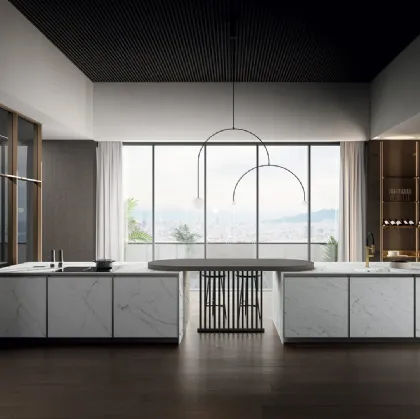 Cucina Moderna con penisola Kronos 01 in laminam di Arredo3